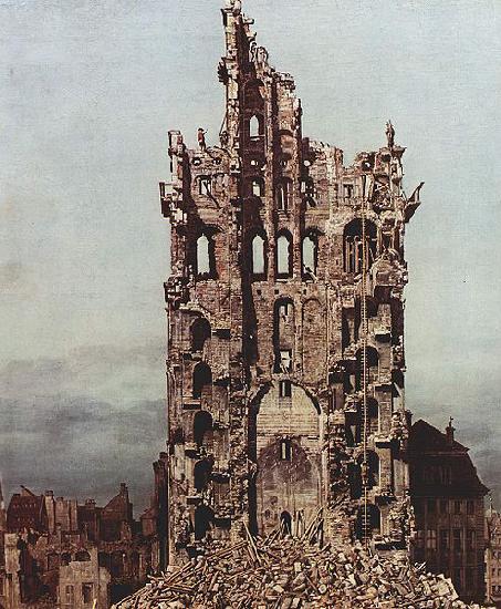 Bernardo Bellotto Ansicht von Dresden, Die Ruine der Kreuzkirche, von Osten aus gesehen oil painting image